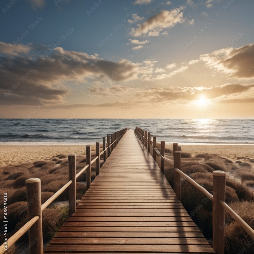 Fototapeta premium wooden pier at sunset