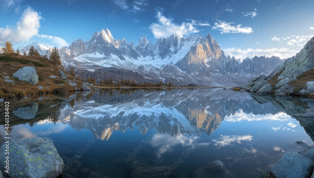 Fototapeta premium Serene Alpine Lake Reflecting Majestic Peaks