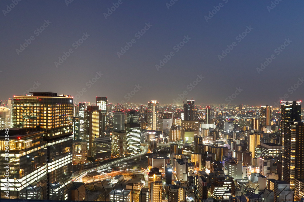 Fototapeta premium Night view of Osaka city, Japan