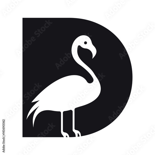 Bird Logo combine with letter D vector template