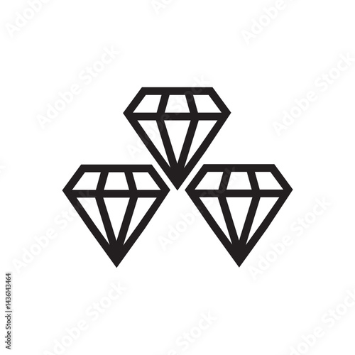 diamonds line in a flat icons style. Abstract black diamond collection icons. Gemstone icons in a linear minimal style. Vector icon logo design diamonds.