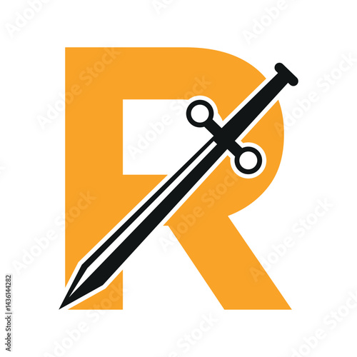 Blade Logo combine with letter R vector template
