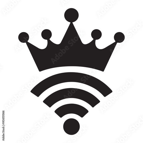 WiFi Crown Logo Vector - Royal Wireless Network Icon Design..wifi, crown, vector, logo, wireless, network, signal, icon