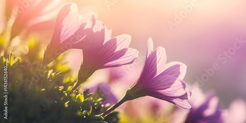 Soft-focus close-up of delicate pink flowers.