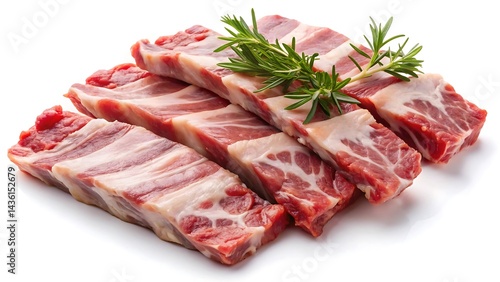 Raw pork spare ribs isolated on white background