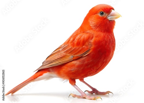 Red canary serinus canaria isolated on white background