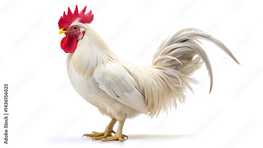 Fototapeta premium White Rooster isolated on white background