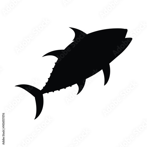 Silhouette of Tuna fish vector art illustration isolated on clean white background photo