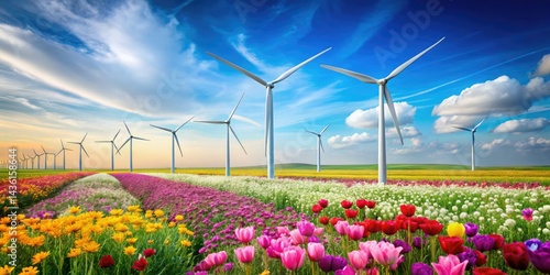 Surreal Wind Turbines & Flowers: Dreamlike Rural Landscape Photography