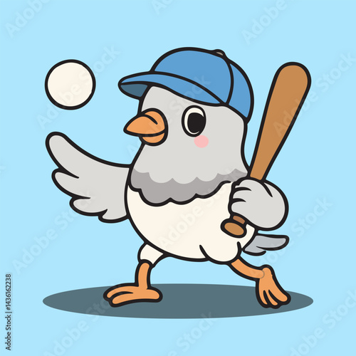 vector cartoon of cute chibi animal bird mascot sport