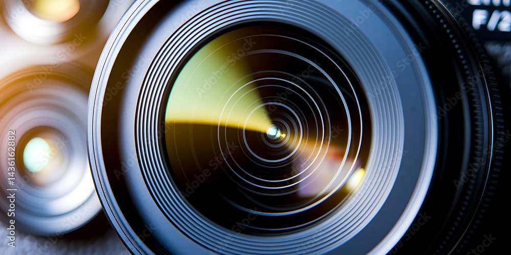 Close-up of a camera lens, intricate rings. Close-up of a camera lens, intricate rings.