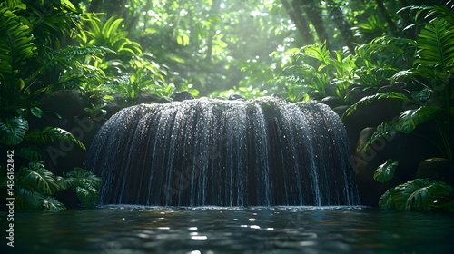 Lush Waterfall 3D Illustration