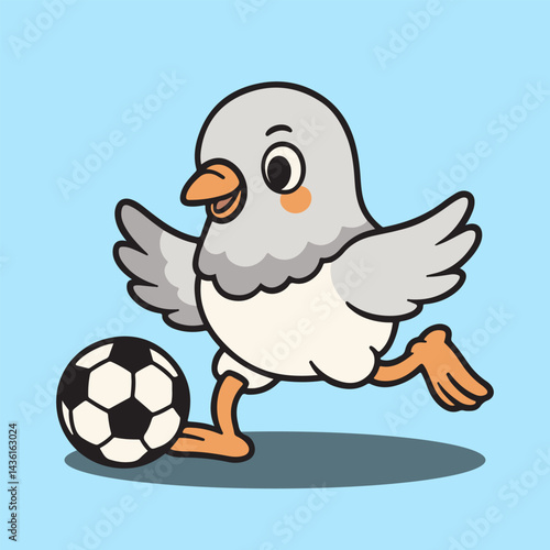 vector cartoon of cute chibi animal bird mascot sport
