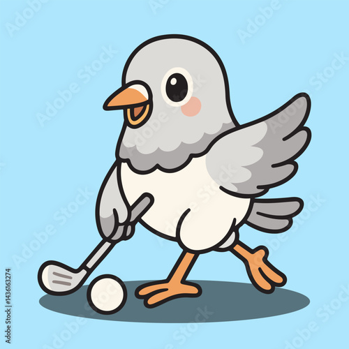 vector cartoon of cute chibi animal bird mascot sport