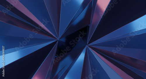 Wallpaper Mural Dimensional Blue Geometric Abstract With Light And Dark Facets Torontodigital.ca