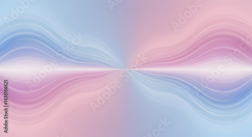 Abstract Flowing Waves With Soft Gradient Of Blue And Pink Pastel Colors