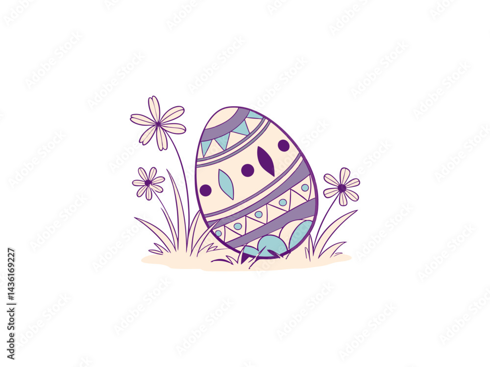 This charming image shows a stylized Easter egg arrangement.