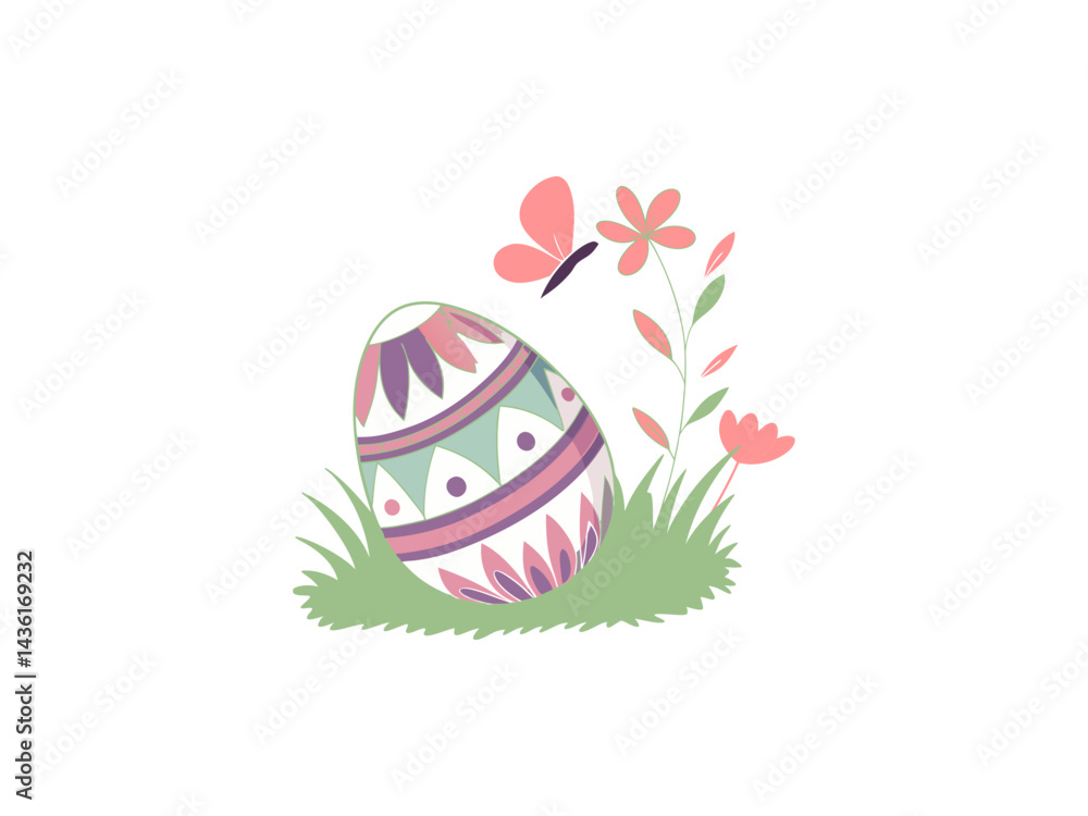 This charming image shows a stylized Easter egg arrangement.