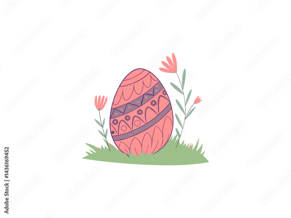 Hand-painted Easter eggs with floral designs - springtime holiday images for Easter celebrations and decorations