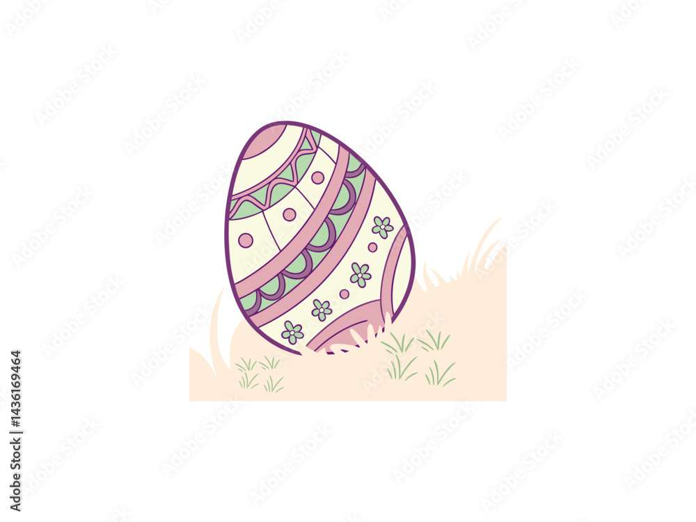 Hand-painted Easter eggs with floral designs - springtime holiday images for Easter celebrations and decorations