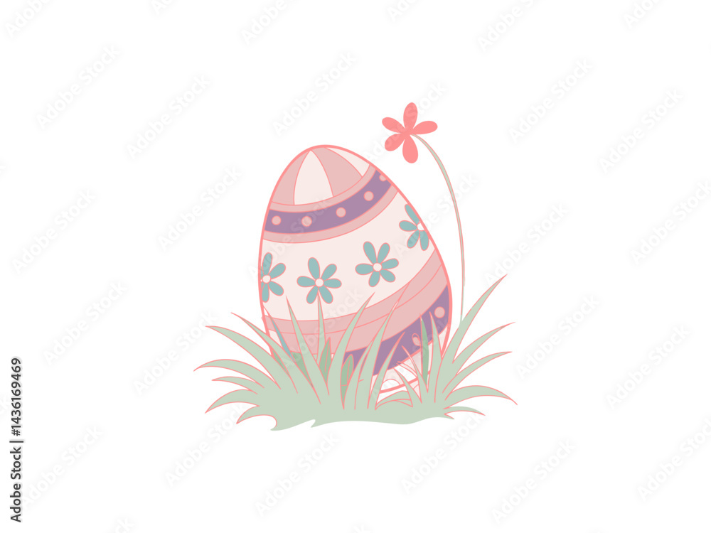 Hand-painted Easter eggs with floral designs - springtime holiday images for Easter celebrations and decorations