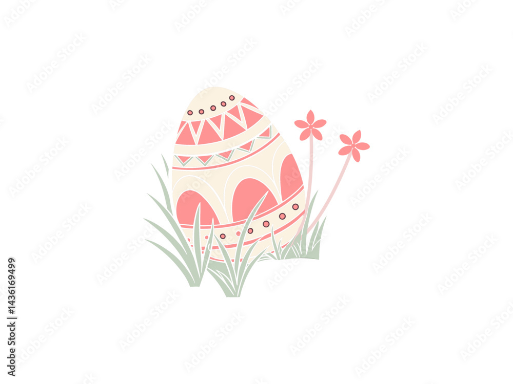 Colorful Decorative Easter Egg with Flowers – Springtime Illustration for Religious and Festive Celebrations