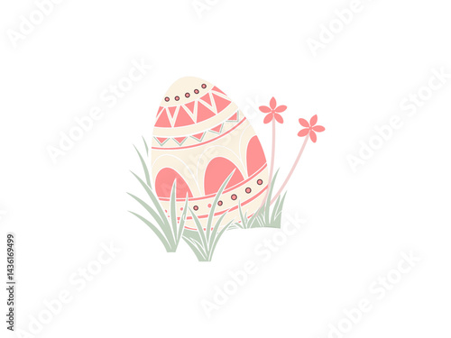 Obraz na płótnie Colorful Decorative Easter Egg with Flowers – Springtime Illustration for Religious and Festive Celebrations