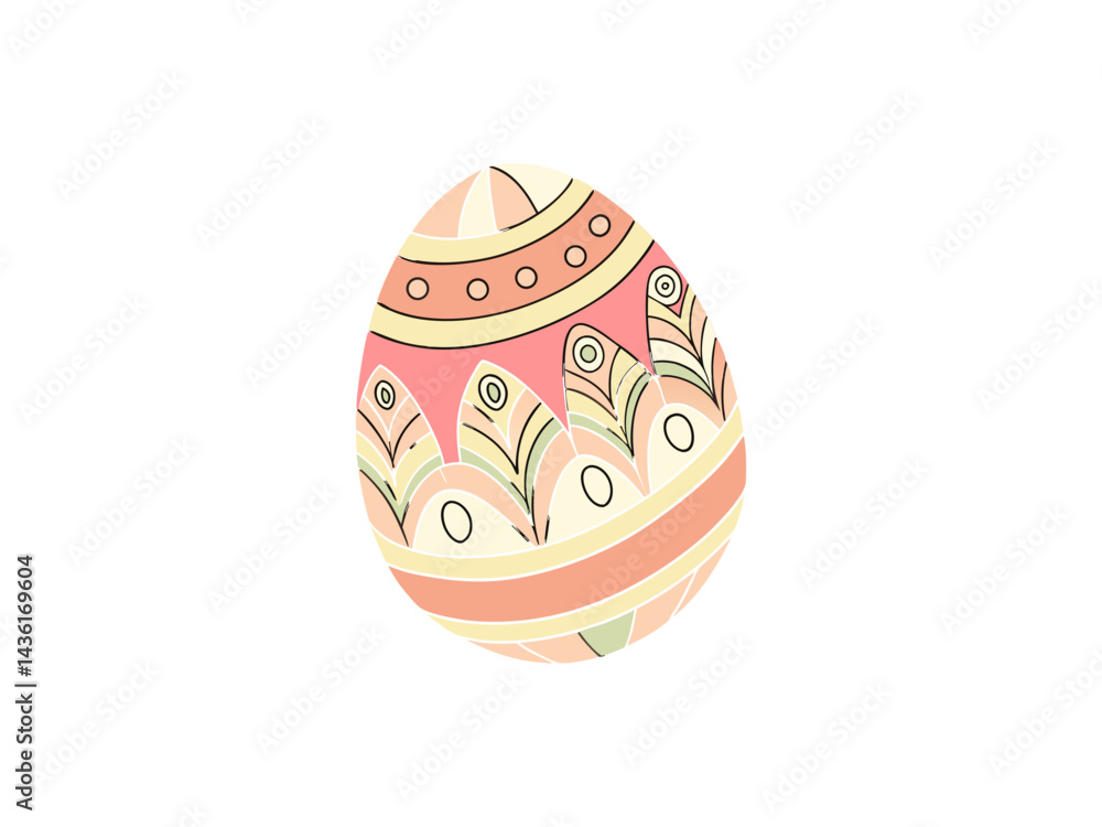 Colorful Decorative Easter Egg with Flowers – Springtime Illustration for Religious and Festive Celebrations