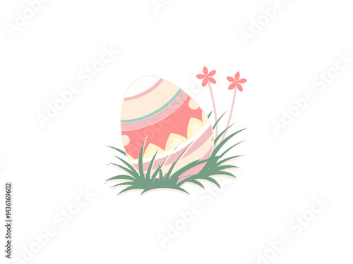 Obraz na płótnie Colorful Decorative Easter Egg with Flowers – Springtime Illustration for Religious and Festive Celebrations