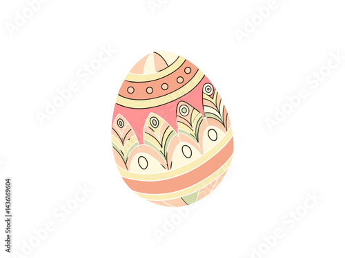 Obraz na płótnie Colorful Decorative Easter Egg with Flowers – Springtime Illustration for Religious and Festive Celebrations