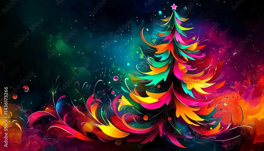 A vibrant abstract wallpaper featuring a Christmas tree design. A vibrant abstract wallpaper featuring a Christmas tree design.