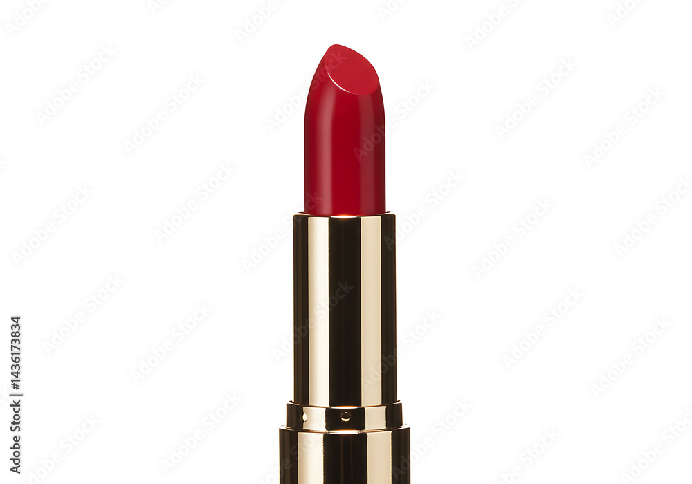 Fototapeta premium Luxury Red Lipstick: Bold Matte Finish in Gold Tube