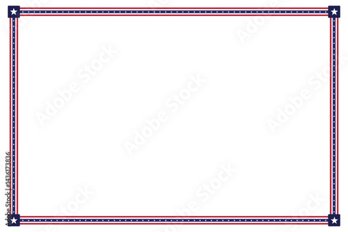 USA flag theme style rectangle border or frame for document, invitation, or decorative uses for 4th July and patriotic celebrations
