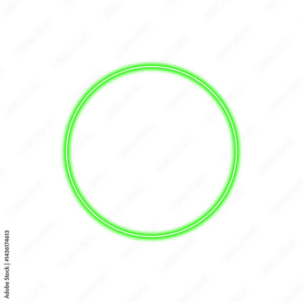 Neon glowing green ring with light, techno futuristic impulse circle isolated on transparent background Neon glowing green ring with light, techno futuristic impulse circle isolated on transparent background