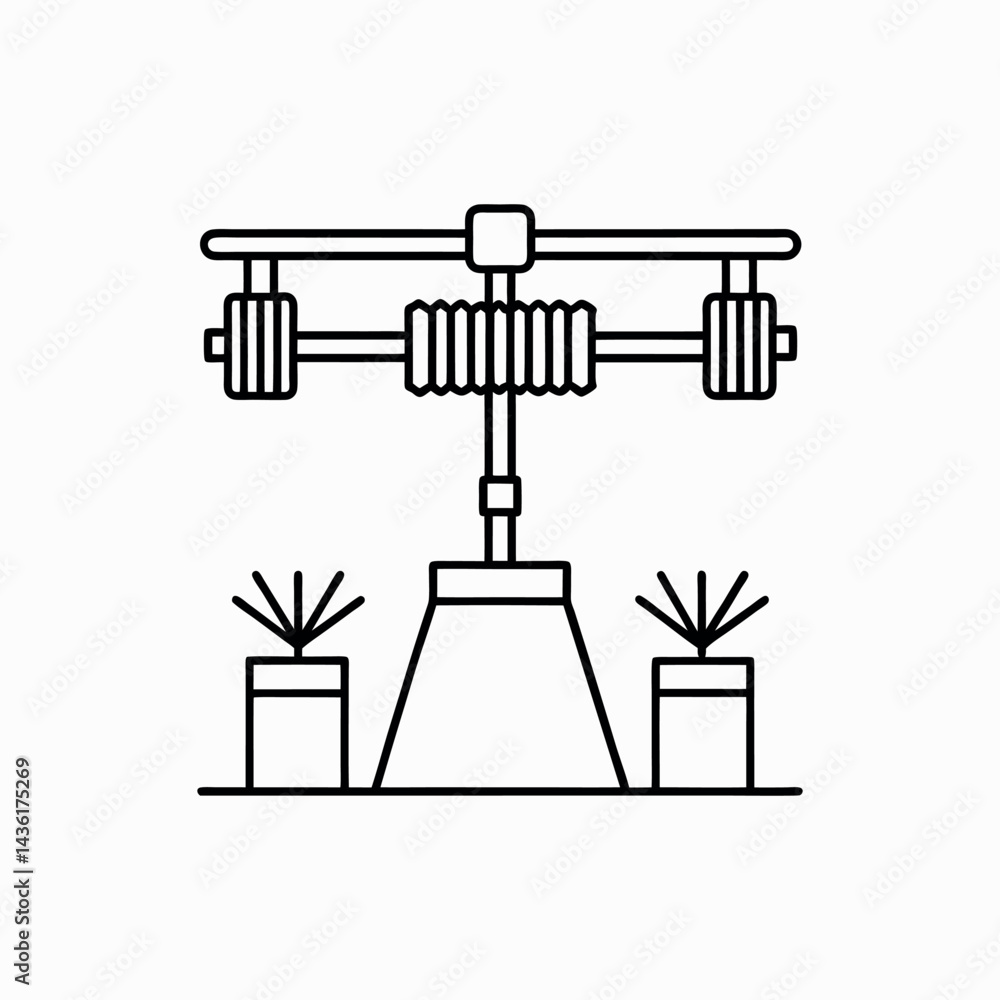 Linear irrigation system vector on white background Linear irrigation system vector on white background
