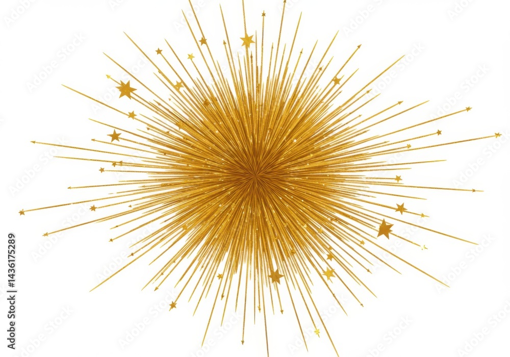 Celebration design with golden starburst element for festive events Celebration design with golden starburst element for festive events
