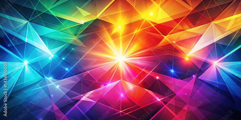Vibrant Abstract Polygonal Design Featuring a Dynamic Spectrum of Colors and Glowing Highlights Vibrant Abstract Polygonal Design Featuring a Dynamic Spectrum of Colors and Glowing Highlights