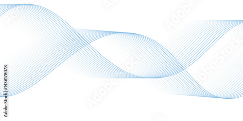 Abstract vector background with blue wavy lines. Blue wave background. Blue lines vector illustration. Curved wave. Abstract wave element for design.