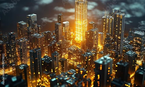Futuristic Cityscape at Night: A Digital Masterpiece