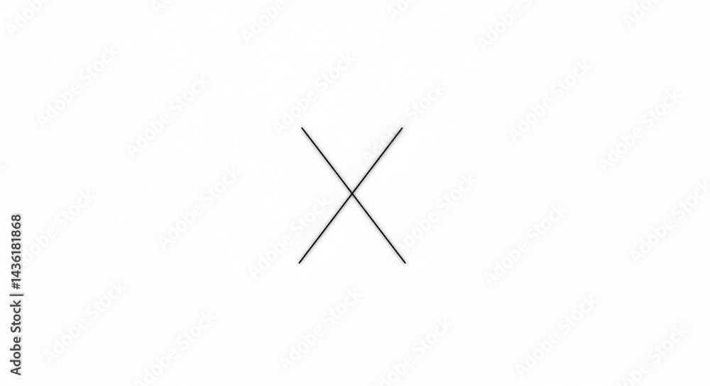 Abstract Minimalist Cross Symbol On Pure White Canvas Simple Design Abstract Minimalist Cross Symbol On Pure White Canvas Simple Design
