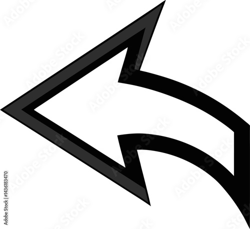 Left arrow. Icon with two color overlay on transparent background