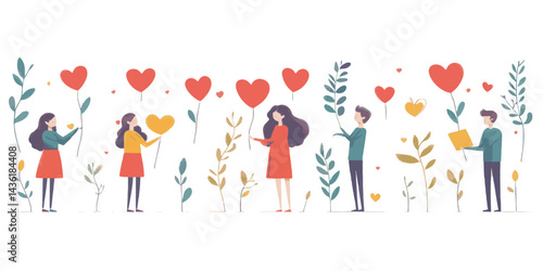 vector illustration of a group of people couple