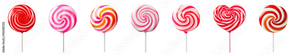 PNG Colorful swirl lollipops in row, element set on transparent background
