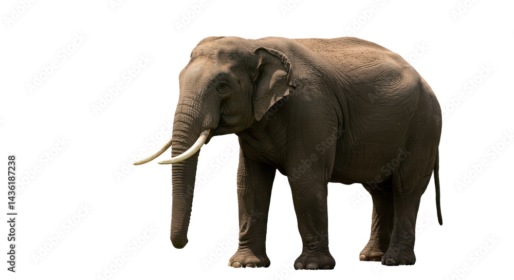 Obraz premium Majestic Asian elephant stands tall against a stark black backdrop