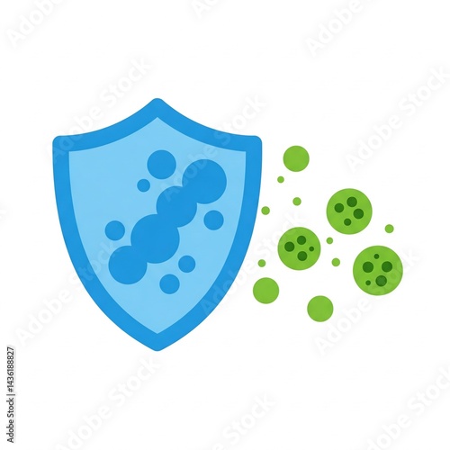 Immunity Shield Against Pollen, Flat Design, Bright and Clean, Strong Defense