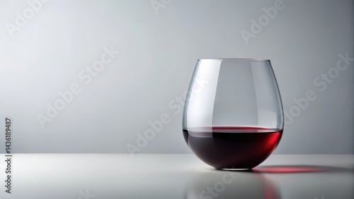 Red Wine in Stemless Glass on White Background
