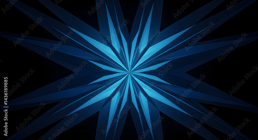 Obraz premium Abstract Blue Starburst Design On A Dark Backdrop For Futuristic Aesthetic