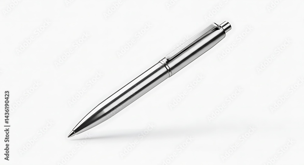Minimalist Silver Pen on White Background Minimalist Silver Pen on White Background