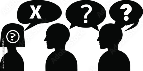 Vector Image Graphic Art Illustration of People Asking Questions with Question Marks Symbols
