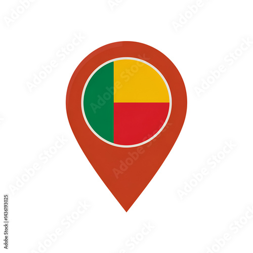 Benin flag in map pointer icon, national colors of green, yellow and red, location symbol Free Download Benin flag in map pointer icon, national colors of green, yellow and red, location symbol - GFXLoad